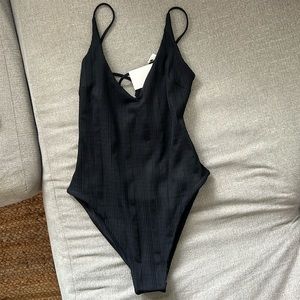 L*SPACE black ribbed one piece swim suit